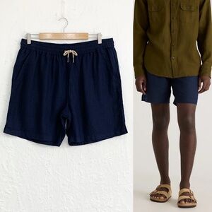 Quince European Linen 7" Drawstring Beach Shorts Sz L